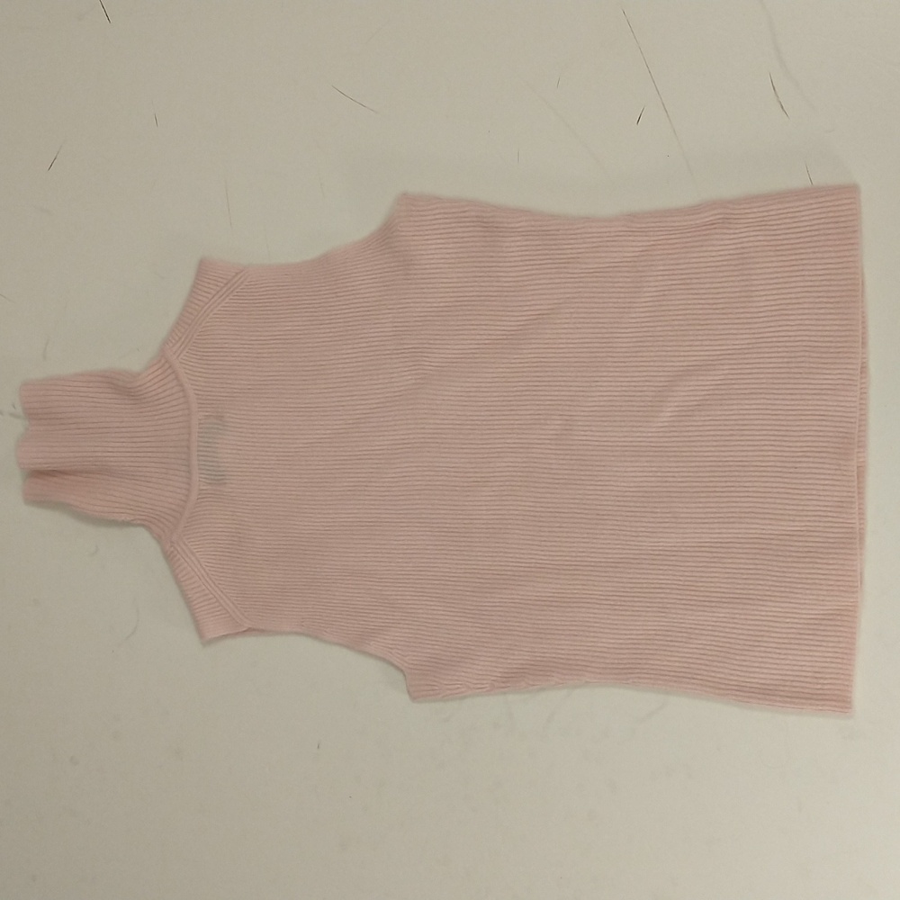 Pink Cashmere Ribbed Sleeveless Turtleneck Classy Bloomingdale's See Measurement - Picture 5 of 6